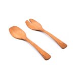 Hazdev Salad Server Set Wood Grain Handcrafted Natural Finish
