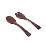 Hazdev Salad Server Set Turned Wood Grain Artisan Crafted Pair