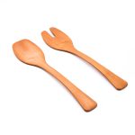 Hazdev Salad Server Set Wood Grain Handcrafted Natural Finish - Image 2