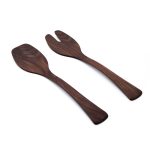 Hazdev Salad Server Set Turned Wood Grain Artisan Crafted Pair - Image 2