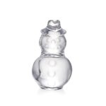 Hazdev Sculpture Snowman Handblown Clear Glass Holiday Display