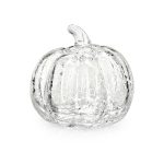 Hazdev Pumpkin Sculpture Crackle Finish Autumn Inspired Glass Accent