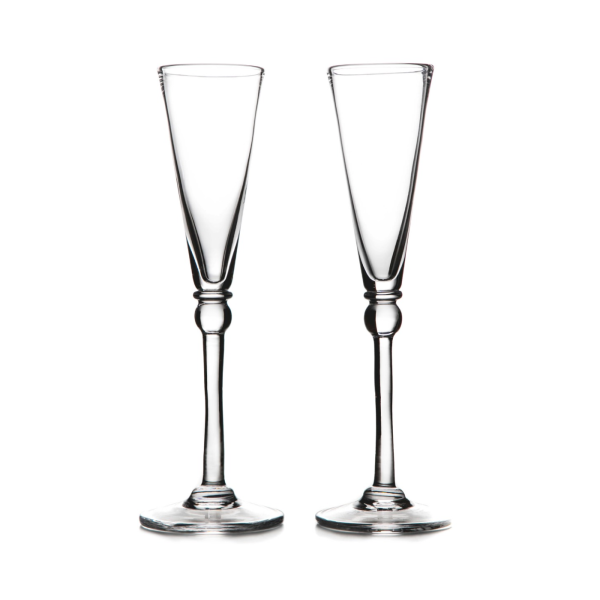 Hazdev Flute Hartland Globe Stem Wedding Toast Handblown Pair