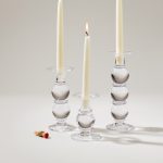 Hazdev Candlestick Hartland Stacked Sphere Handblown Glass Holder - Image 2